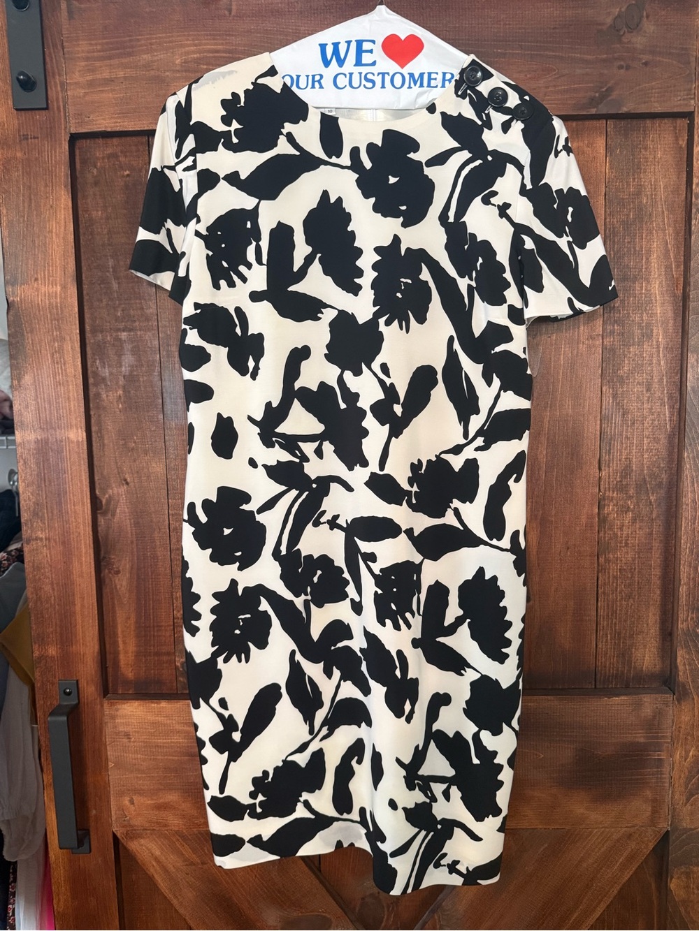 Maggy London Black and White Floral Midi Dress